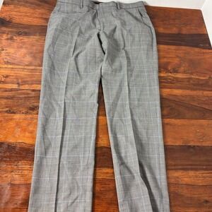 J.Crew Men's Plaid Wool Dress Pants‎ Gray Size 34x30 Classic Fit